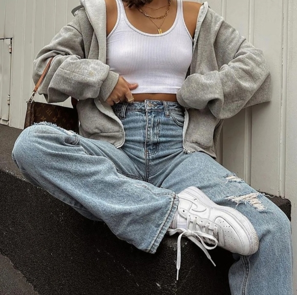 Fashion Nova Denim - Fashion Nova Daddy Issues Slouch High Rise No Stretch Distressed Denim Jean